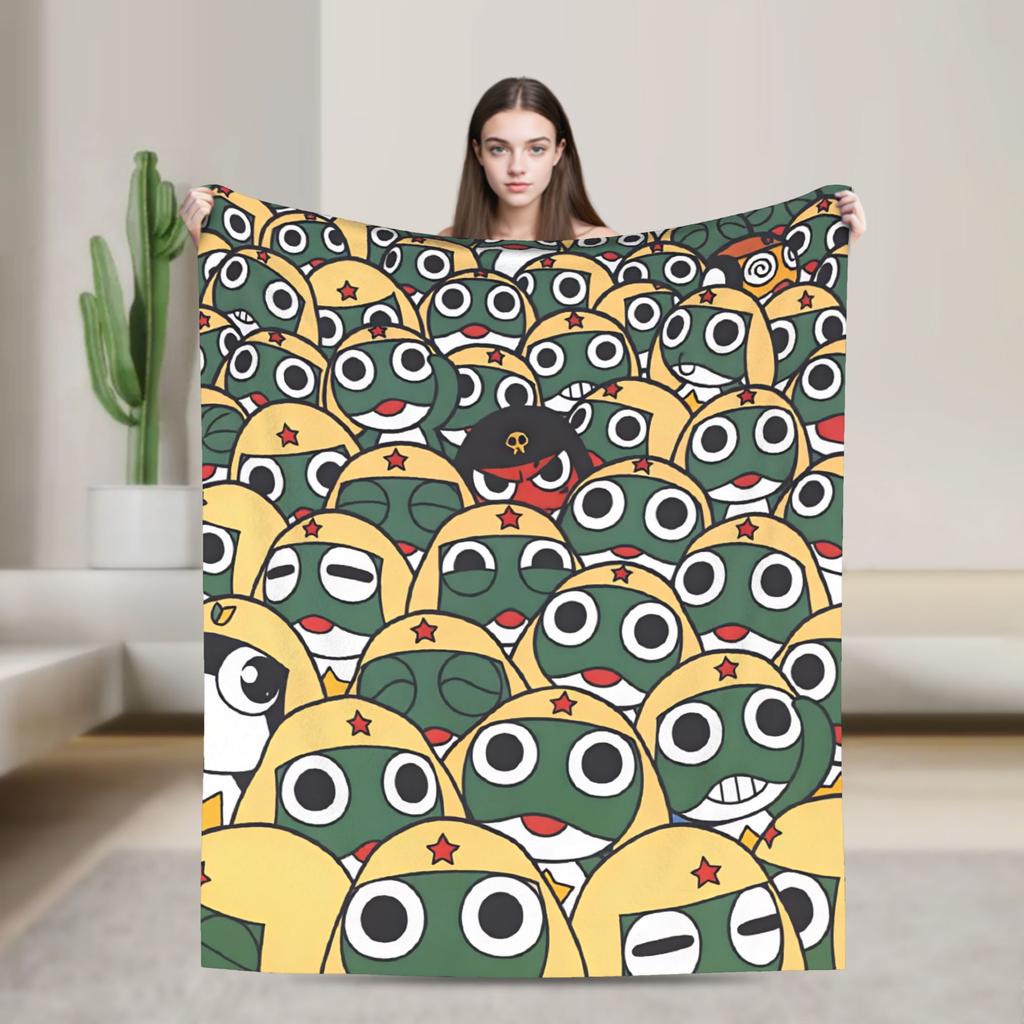 Super Warm BlanketStudents Picnic Keroros Giroro Throw Blanket Flannel Bedspread For Outdoor Novelty Sofa Bed Cover