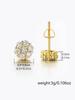 Ribbed Copper Zircon Flower Stud Earrings with Full Diamonds - High-End Hip Hop Style for Women