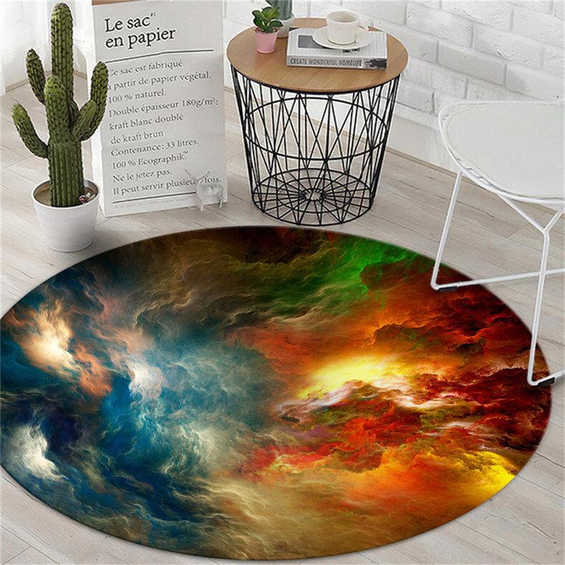 Children's Room Coffee Table Carpet Living Room Chair Cushion Non-slip Abstract Colorful Cloud Cushion Round Carpet
