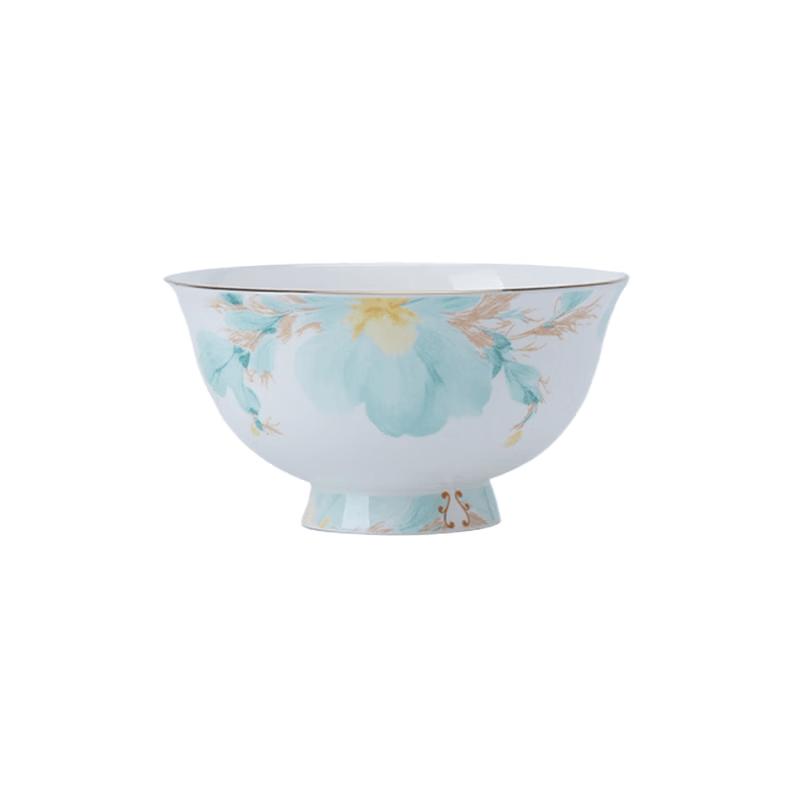 NINE CRANES Jingdezhen Camellia Bone China 6-Inch Noodle Bowl Set (4-Pack)