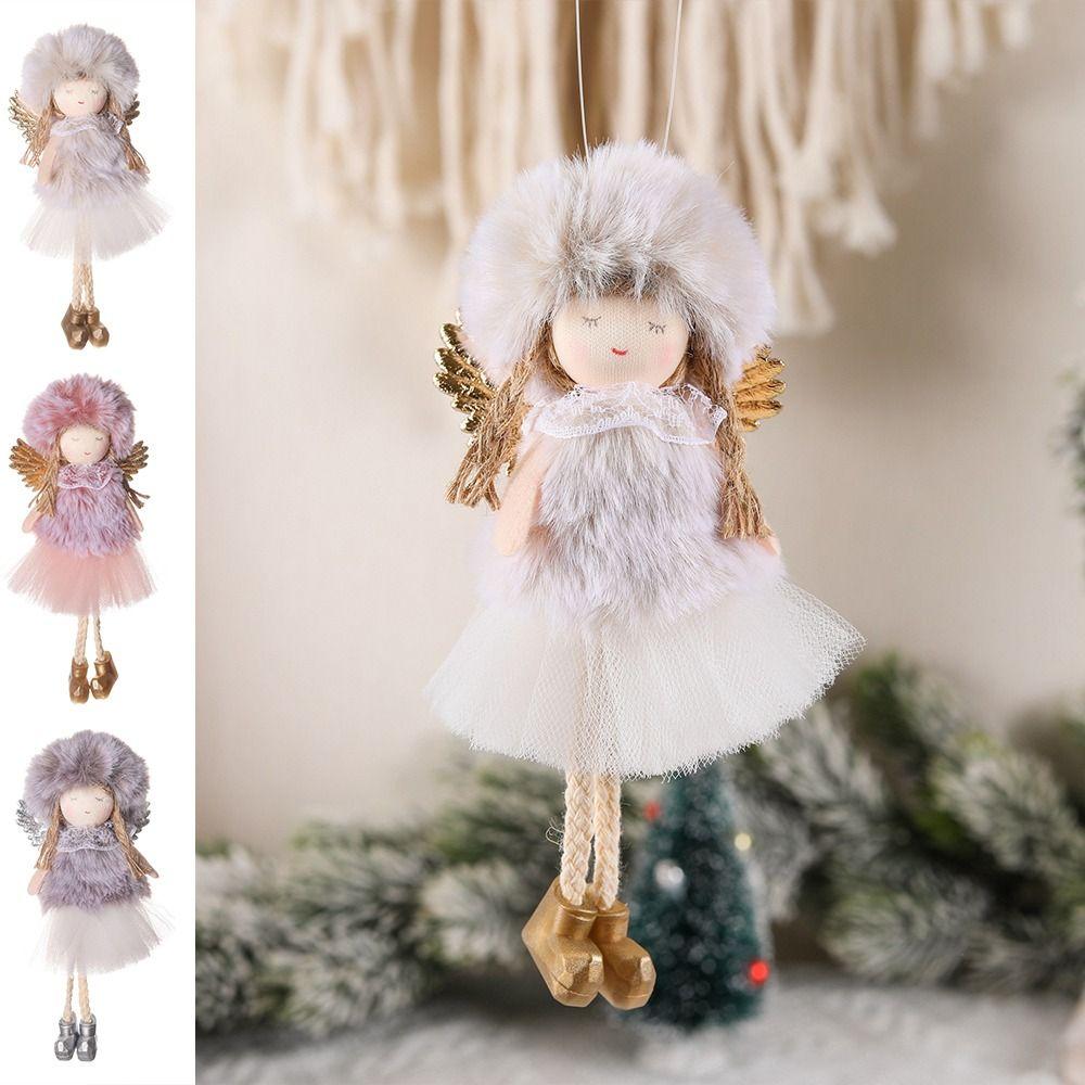 Cute Plush Angel Pendant Handmade Christmas Tree Decoration Car Ornament Angel Doll  Party