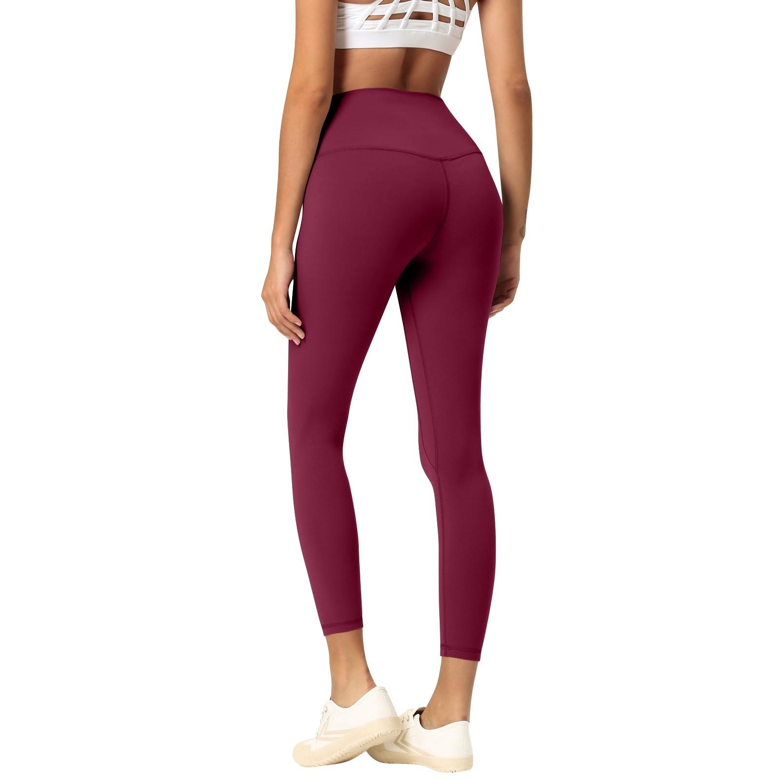 

Брюки для йоги с девятью точками, брюки для фитнеса с персиковой посадкой T-Less, быстросохнущие спортивные брюки - красивые XS винный