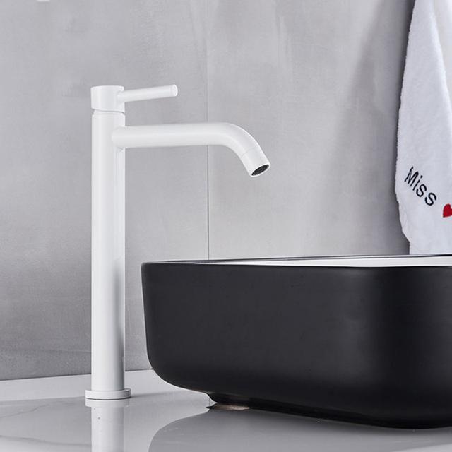 Tall Basin Sink Faucet Slim Black Chrome Bathroom Washbasin Water Mixer Tap Hot Cold Water Basin Crane Deck Mounted Bathroom Tap