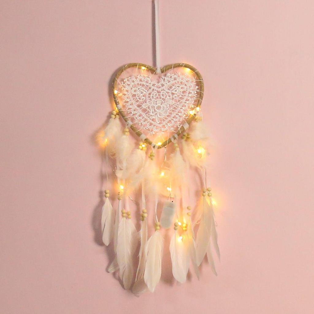 Ręcznie robiony Dziewczęcy Łapacz Snów: Wisząca ozdoba ścienna w kształcie serca na dekorację ślubną
