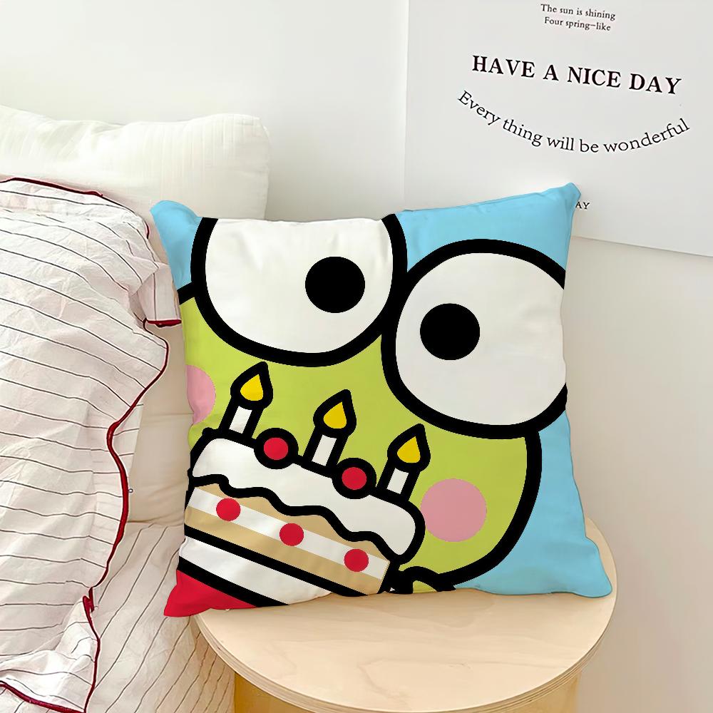 Cushion Cover Green Cartoon Soft Pillow Sro Case For Sofa Kawaii Living Room Home Frog Office K-Keroppi Decor Protective Covers