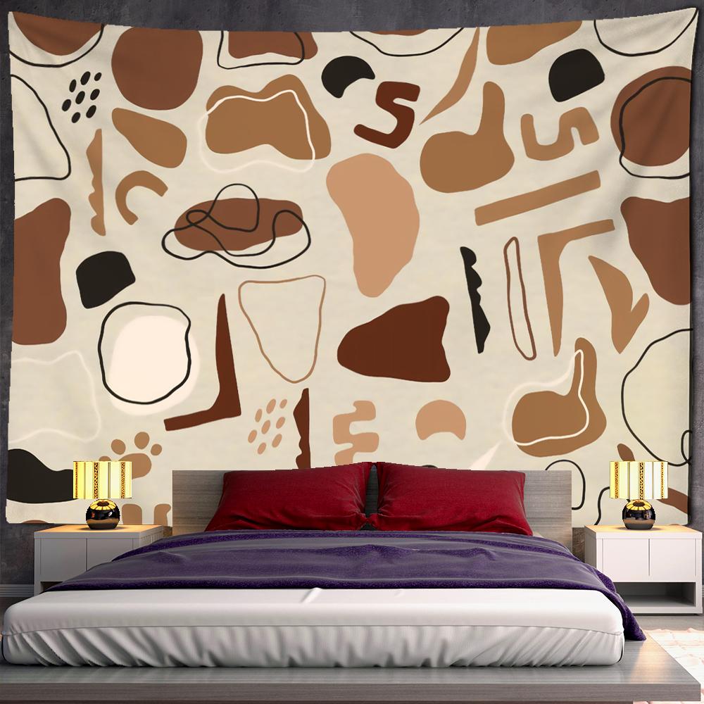 Ilustrație de linie simplă Tapiserie Agățat pe perete Pictură în ulei retro Stil boem În Decorul casei Fundal pânză