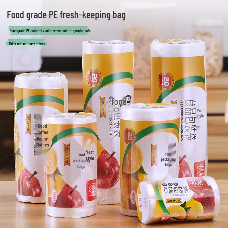 Thickened Refrigerator Storage Bags - Hand-Tear, Sealing, Flat Mouth for Fresh Food & Vegetables