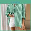 Polo a righe in poliestere con tasca per abbigliamento casual estivo