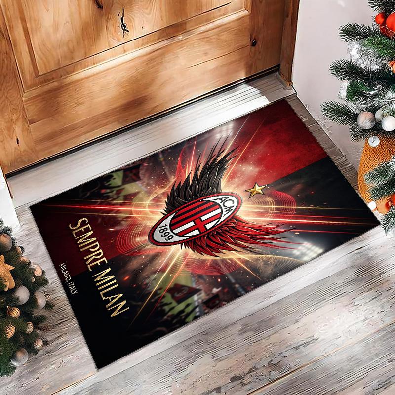 Tapis de zone en flanelle imprimé AC Milan Antidérapant Doux Polyester Tapis de sol Tapis de décoration d'intérieur pour Chambre à coucher Salon Canapé Salle de jeux Décoration de maison