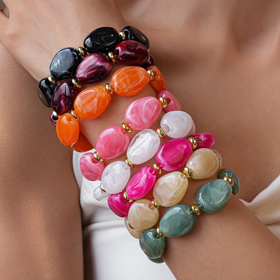 Acrylic Irregular Bracelet Candy Colored Oval Bracelet with Exaggerated Personality Niche Fashion Temperament and Handmade Accessories