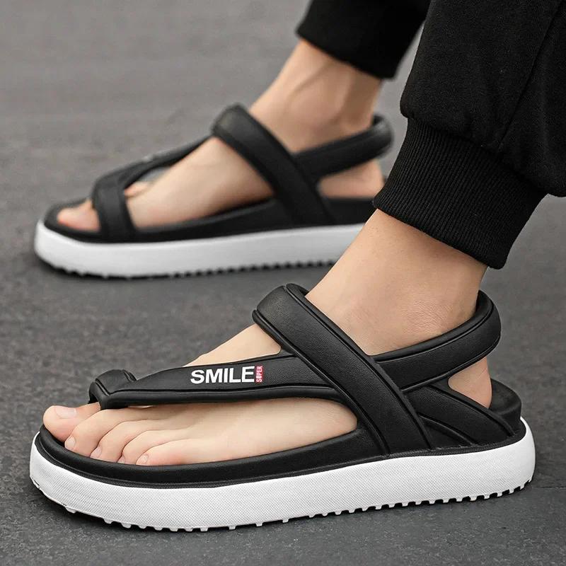 

Модные мужские летние сандалии-клипсы, противоскользящие, дезодорирующие, с мягкой подошвой, спортивные, больших размеров, вьетнамские пляжные сандалии 45