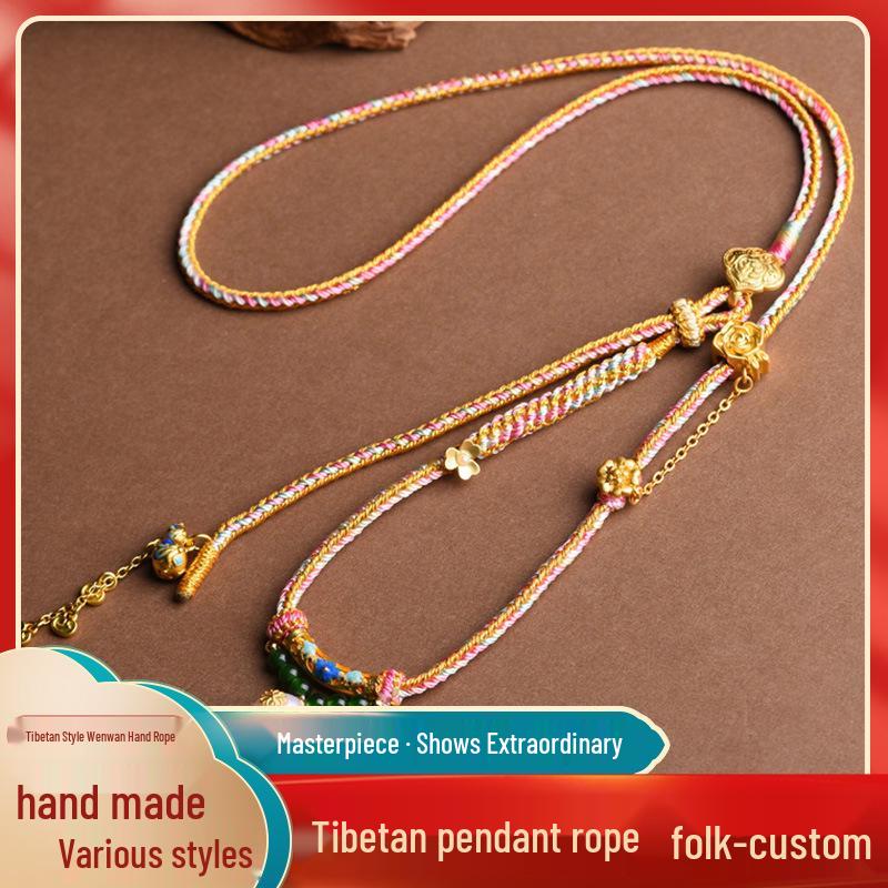 Tibetan Handmade Ethnic Pendant Necklace with Hand-Painted Thangka Amulet