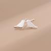 Silver Brushed Bird Stud Earrings - Literary Mori Girl Style