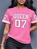Printed Crew Neck Short Sleeve T-Shirt, Summer Pattern T-Shirt, Plus Size Sports T-Shirt Top