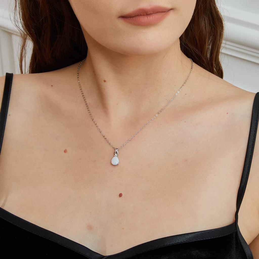 Böhmischer Imitations-Wassertropfen-Opal-Anhänger Halskette Für Frauen Mädchen Party Glamour Schmuck Verlobung Ehering Accessoires