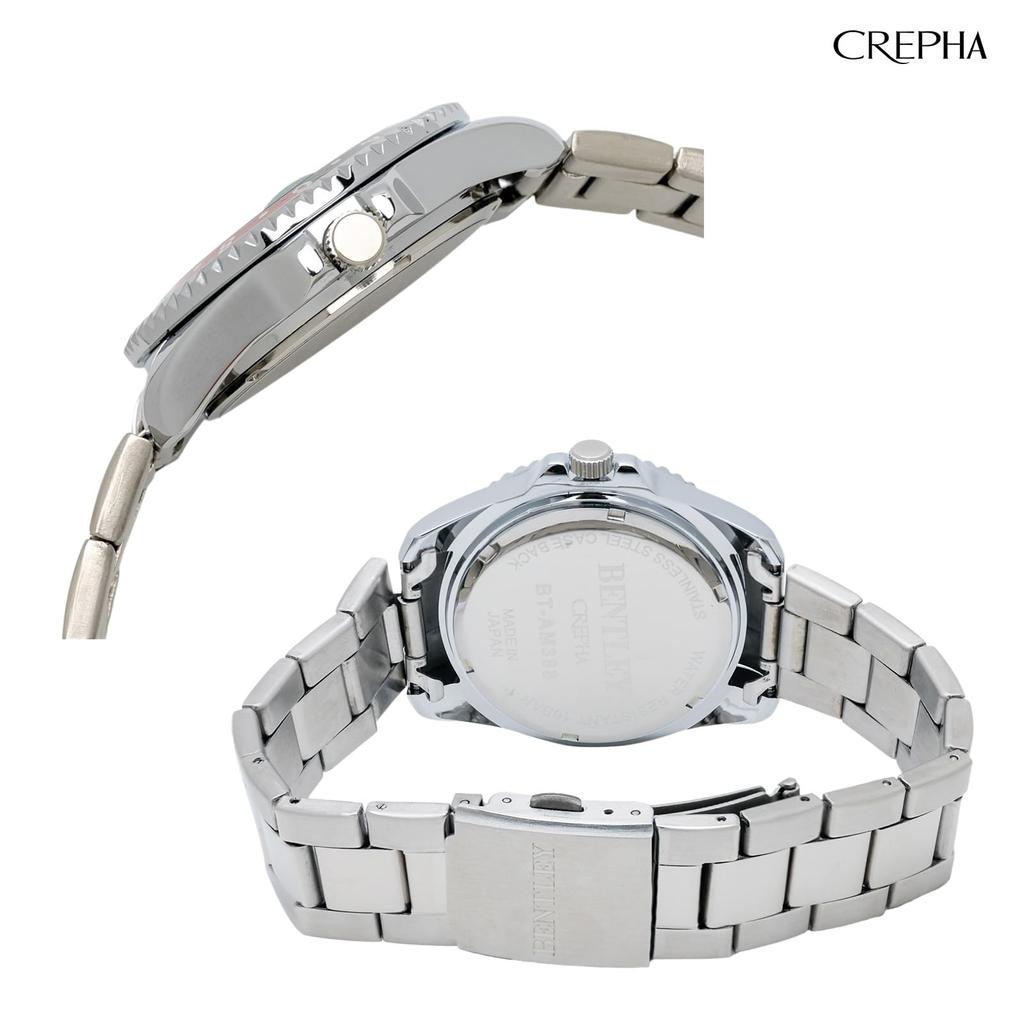 CREPHA Analog Waterproof Metal Band Bentley Red (Klepha) Men's Solar-Powered Watch, BT-AM388-RDS