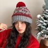 Fair Island retro hairball wool hat women's autumn and winter plush warm hat ear protector cold hat knitted hat headgear