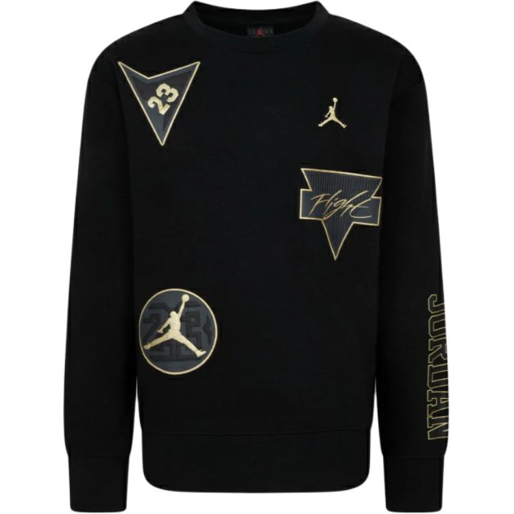 

Jordan Sweatshirt Letter Pattern Crew Neck Pullover Kids tops Black 95D545-023 M