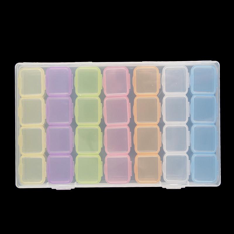 28-Grid Nail Art Rhinestone Storage Box with Individual Lids