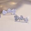 Cute Female White Zircon Cute Love Heart Stud Earrings Silver Color Wedding  For Women