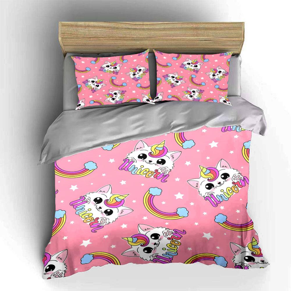 Unicorn-Themed Cute Decor Set  kid's and adults' bedroom decor, Exquisite three-piece bedding set gift
