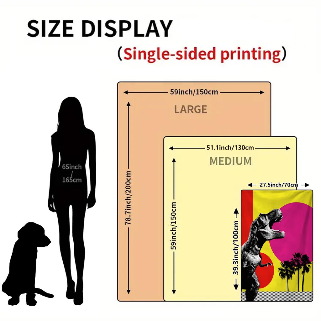 Retro dinosaur palm pattern Flannel printed blanket suitable for all seasons suitable for living room office sofa and travel