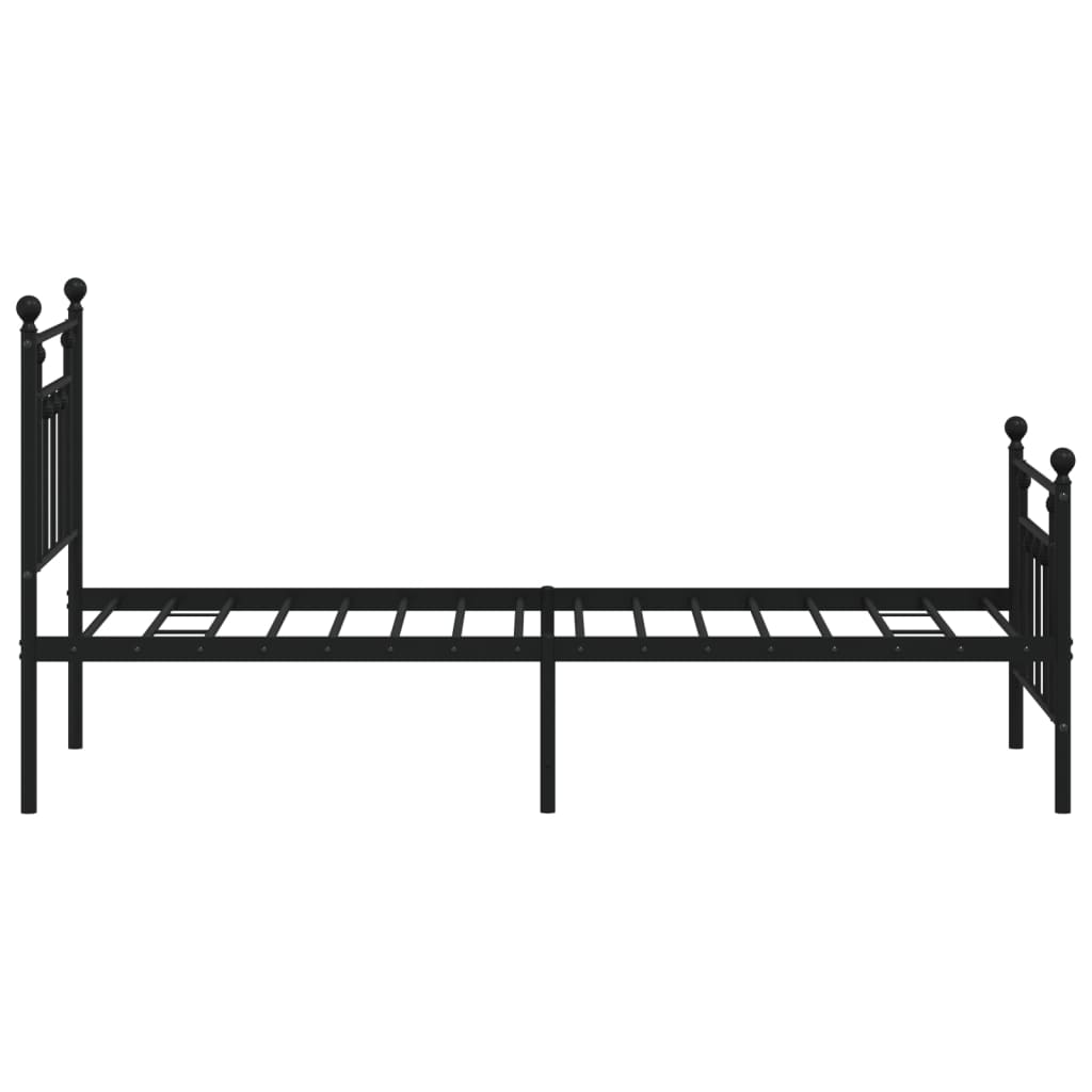 Metal Bed Frame with Headboard and Footboard Black 75 x 190 cm