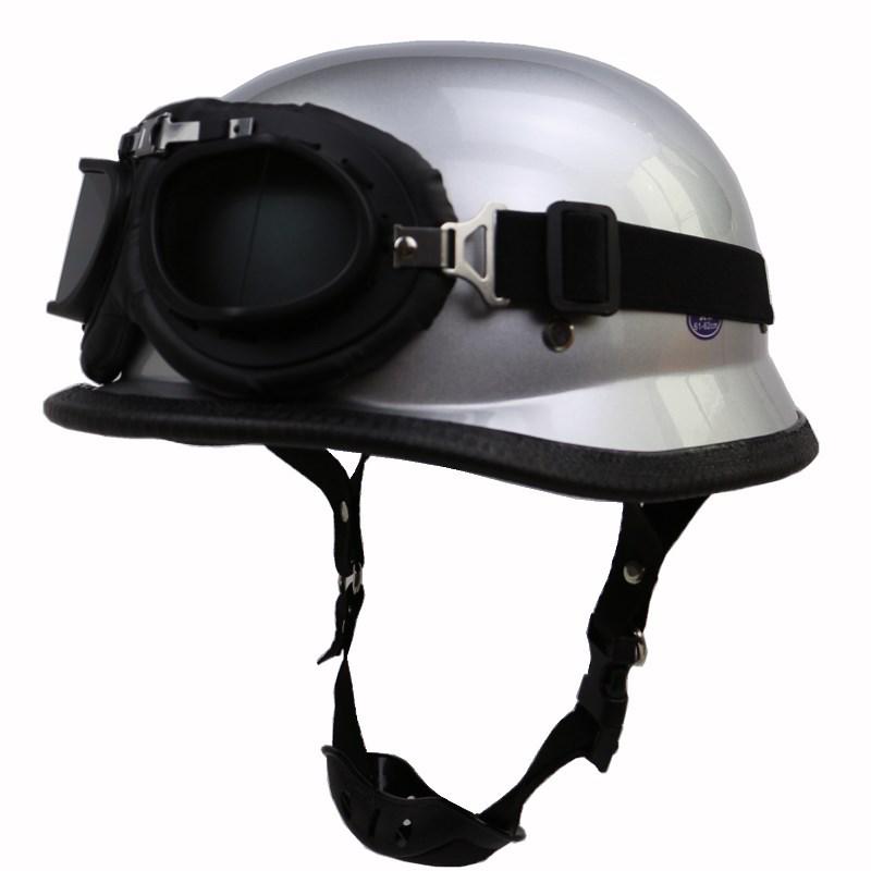 Retro DOT-Certified Half Motorcycle Helmet with Goggles for Outdoor Riding