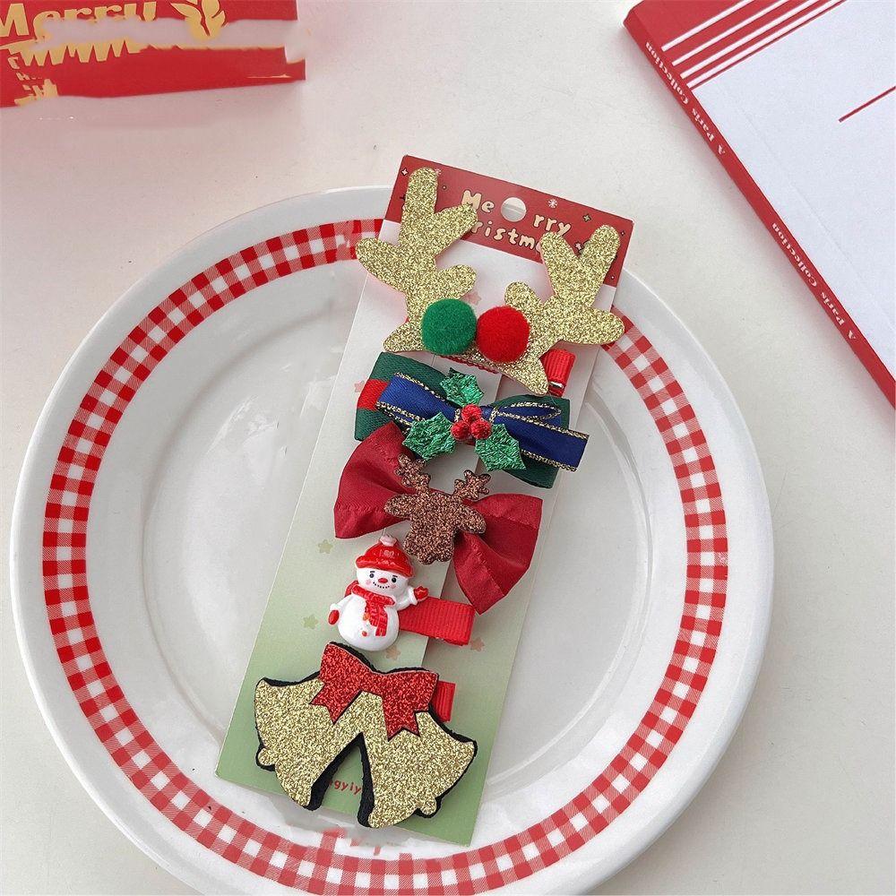 Merry Christmas Decor Christmas Hairpin Set Deer Horn Sequin Children Antler Hair Clip Christmas Hat Star Children Bow Hairpin