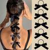 5Pcs Women Double Ponytail Hair Accessory Style Fashionable and Cute Black Bow Hair Tie Ballet Style Retro Ribbon Headband