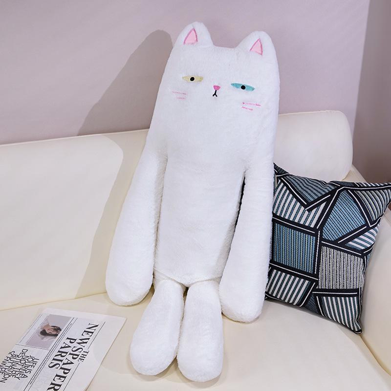 Korean Cat Sleeping Throw Pillow Cute Black Cat White Cat Long Leg Doll Girl Bed Sleeping Sandwich Doll Long Pillow