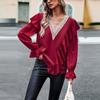Women's Casual Loose Blouse Autumn Commuter V Neck Ruffles Long Sleeve Lace Shirt Top