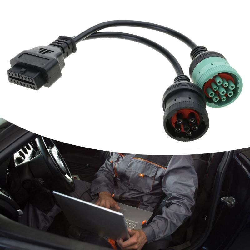 6pin 9pin To OBD2 16Pin Adapter Vehicles Diagnostic Adapter Cable OBD J1939 J1708 J1587 Converter Scanner Cable Y Cable