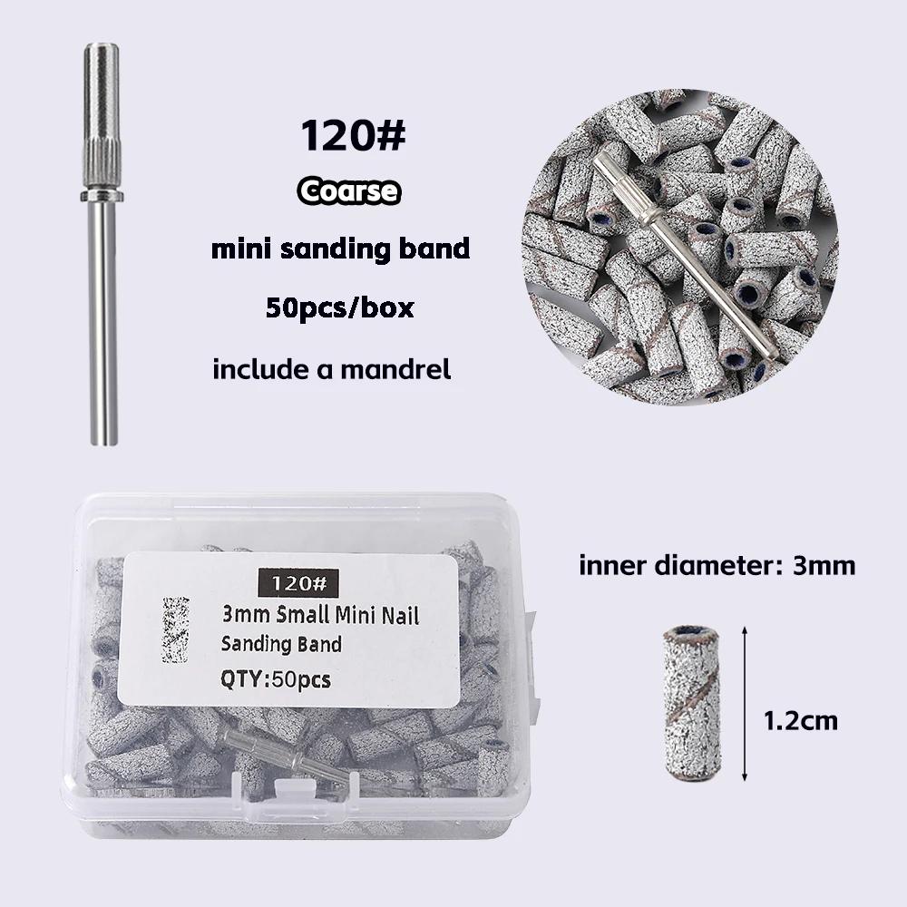 3mm Small Nail Sanding Bands Set For Nail Drilling Milling Manicure Salon - 80/120/180/240 Grit 50 Pcs