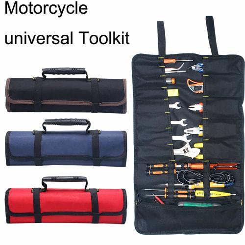 Universal Motorcycle Tool Bag, Multifunctional Oxford Pocket Tool Kit Roll Bag for BMW R1200GS, Portable Large Capacity, Blue