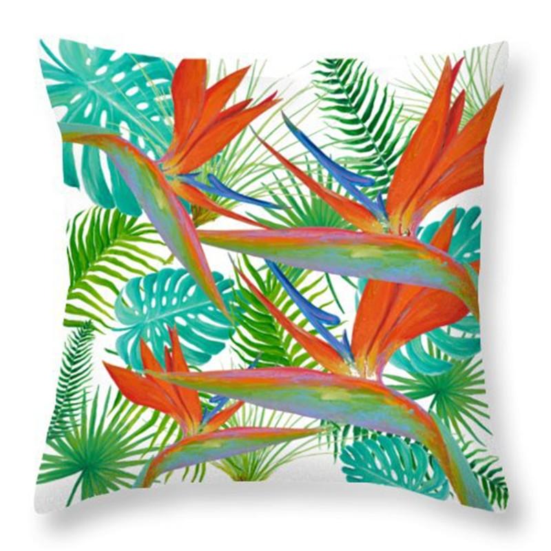 Rainforest Tropical Plant Leaf Print Pattern Cushion Cover Home Living Room Sofa Decoration Square Polyester Pillow Pillow Cover