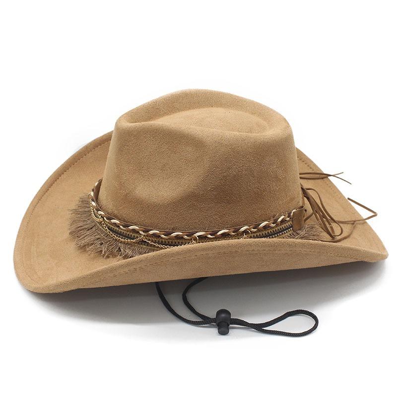 Vintage Western Cowboyhut Wildlederimitat Quaste Dekorationshut