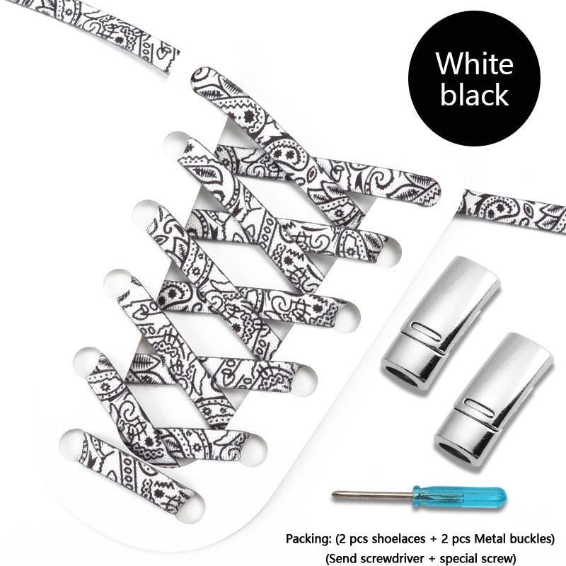 Magnetic Shoe Laces No Tie Sneakers Children Elastic Shoelaces Without Ties Flat Shoe Lace for Women Cashew Flower Shoestrings