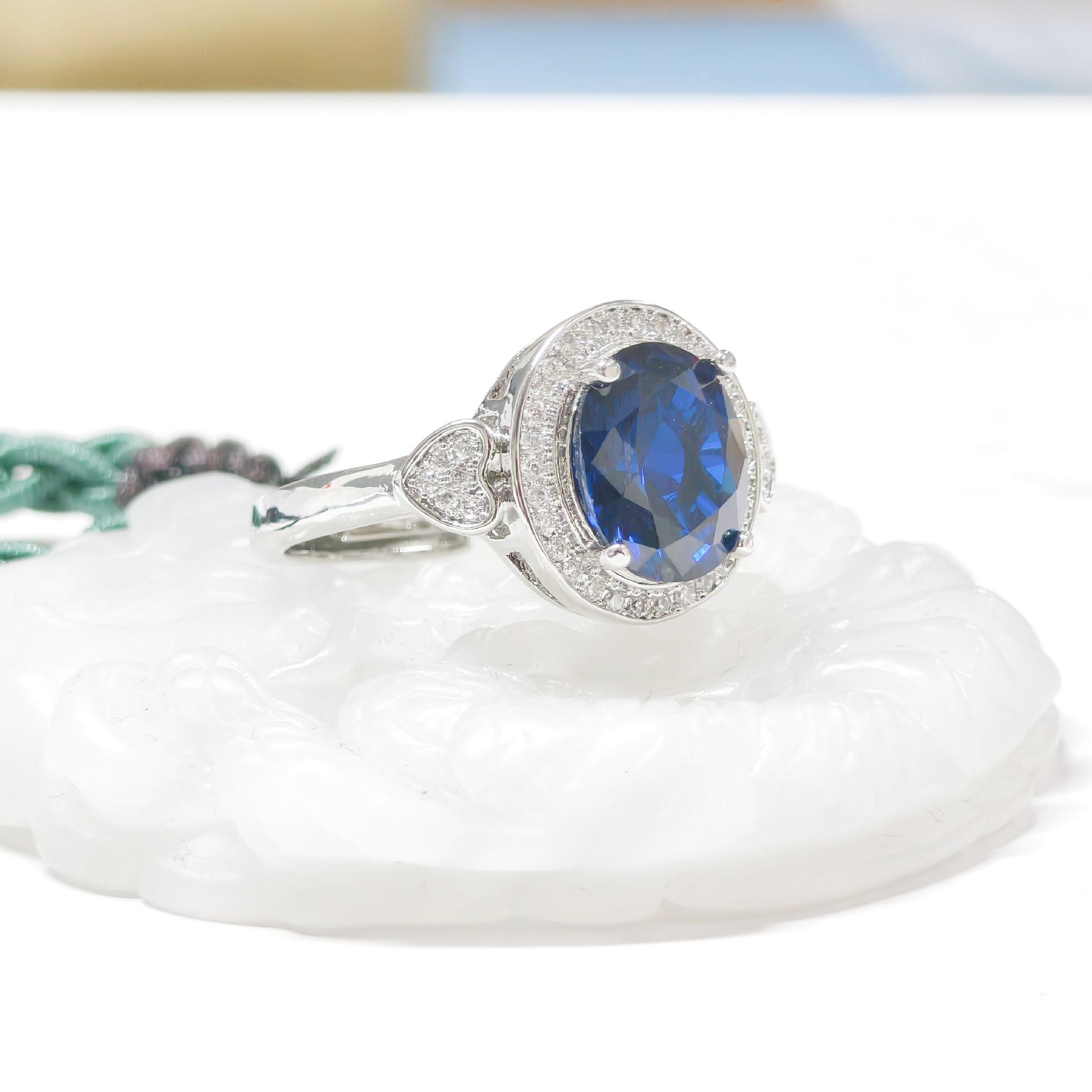 Gesen Jewelry Luxurious Colorful Zircon Pigeon Egg Ring One Size