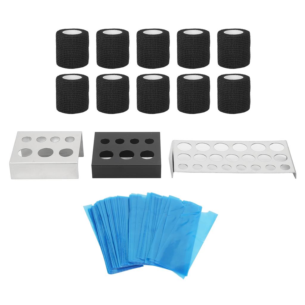 200 ks Krytů na tetovací strojek 3 ks Stojánků na kelímky s tetovací barvou Stojan na barvy 10 ks Gumiček na tetovací strojek