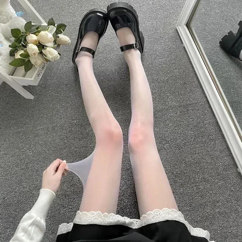

Women High Waist Tights Black White Stockings Lolita Style Pantyhose for Anime Cosplay and Daily Wear One Size белый