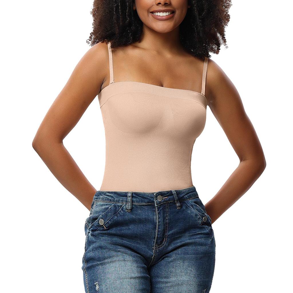 Compression Strapless Shortie Bodysuit for Women Tummy Control Shapewear Seamless Body Shaper with Removable Straps Slimming Fitness