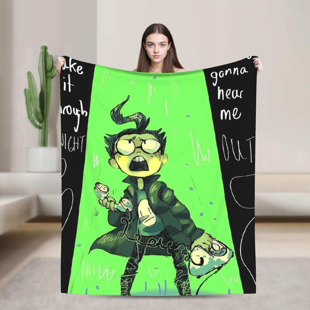 Gir Invader Zim Cartoon  Throw Blanket  Flannel Bedspread For Couch Chair Sofa Bed Funny Sofa Bed Cover