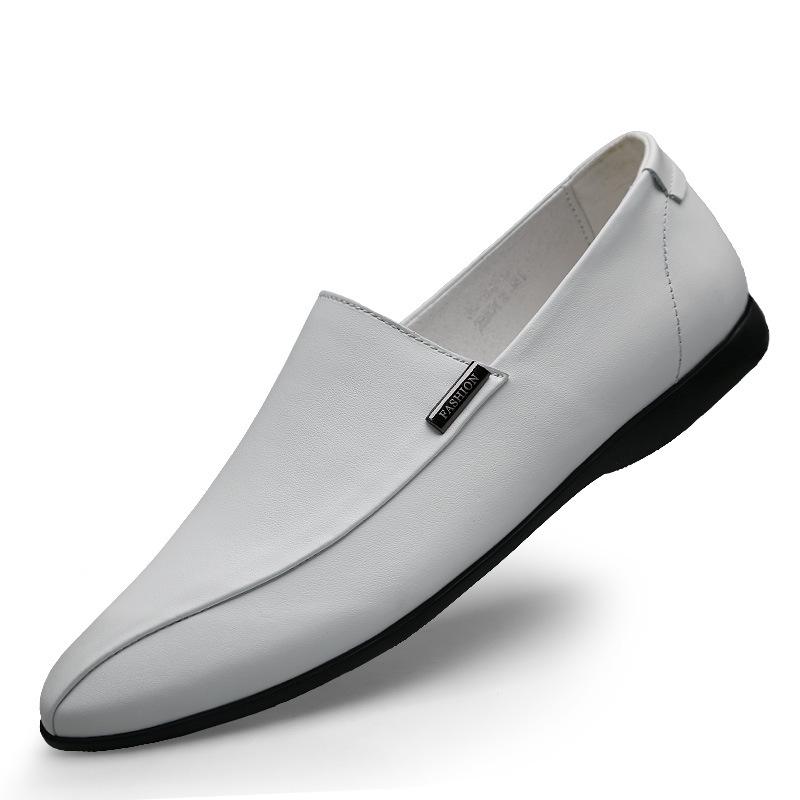 Men s Spring Leather Shoes: Textured Cowhide, Korean Style, Trendy Casual Black Shoes 45