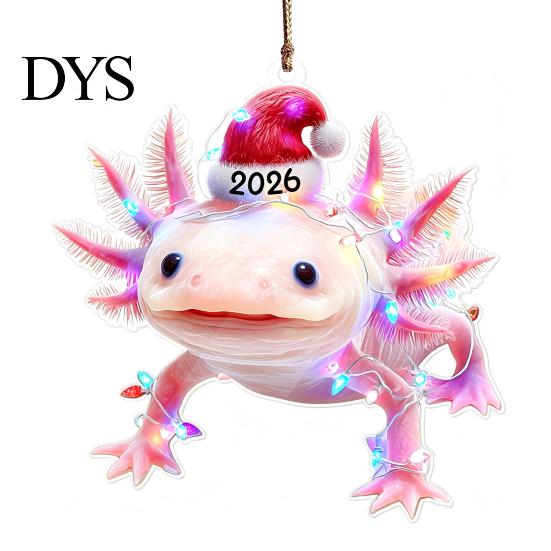 Year of 2026 Commemorative Keepsakes Christmas Animal Hanging Ornaments with Lanyard, Cute Double Sided Pendant Tree Accessories Santa Hat,