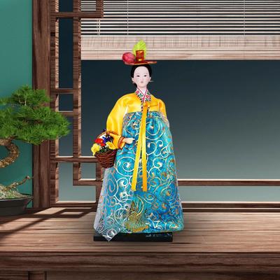 Păpușă de colecție Geisha asiatică în Hanbok pentru Decorarea biroului