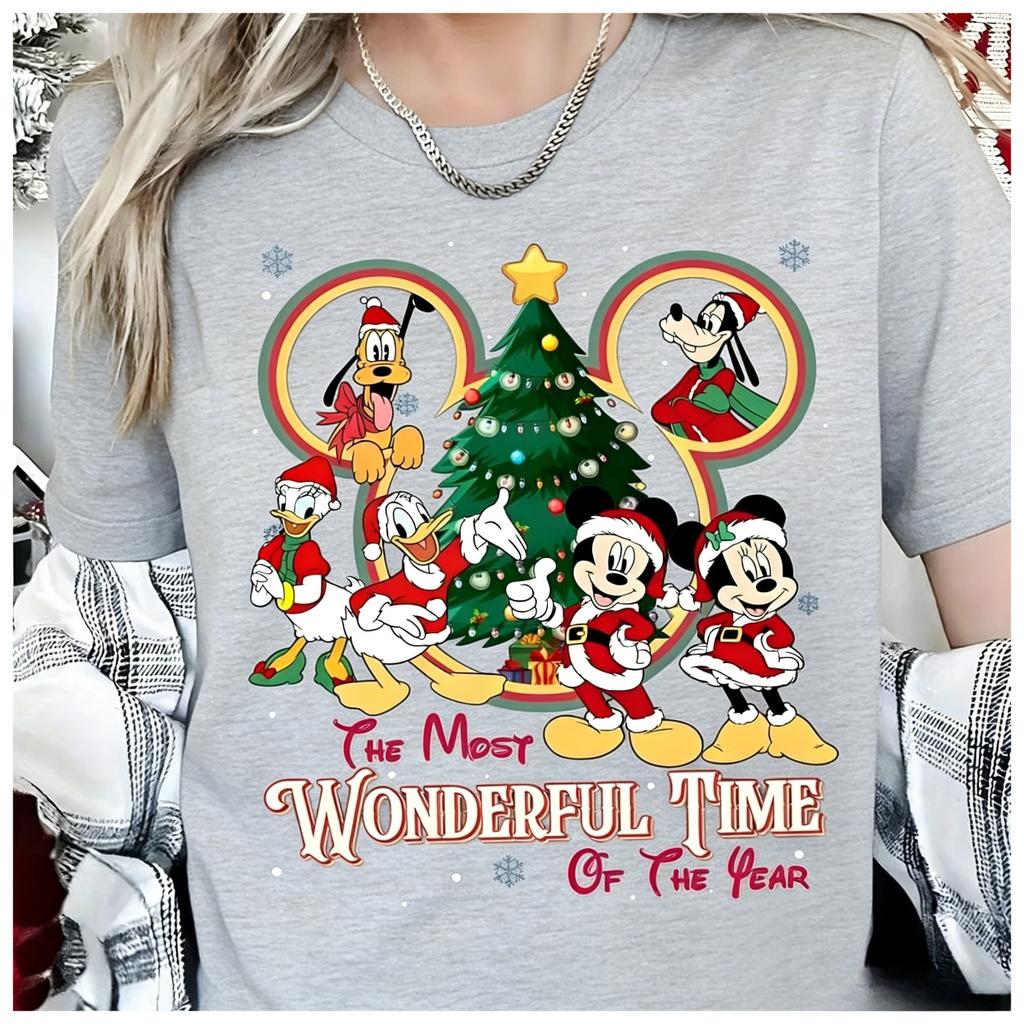 Christmas Print Trendy Casual New Shortsleeved Loose Pure Cotton Tshirts for Unisex and Unisex