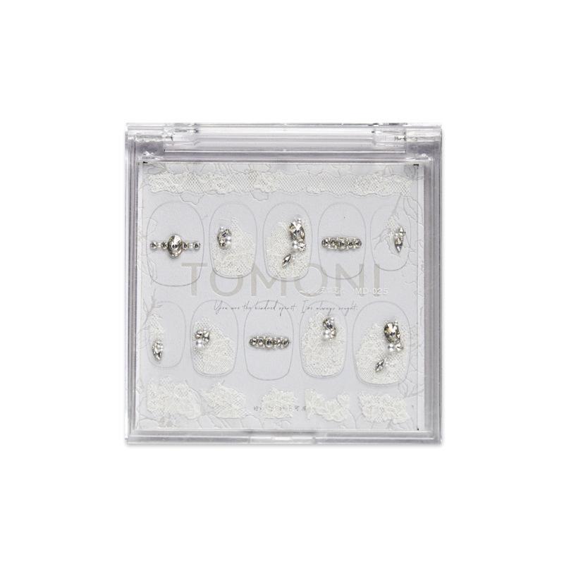 Tomoni Luxury French Lace Nail Rhinestones - Mosaic Round Arc Full-Edge Decoration