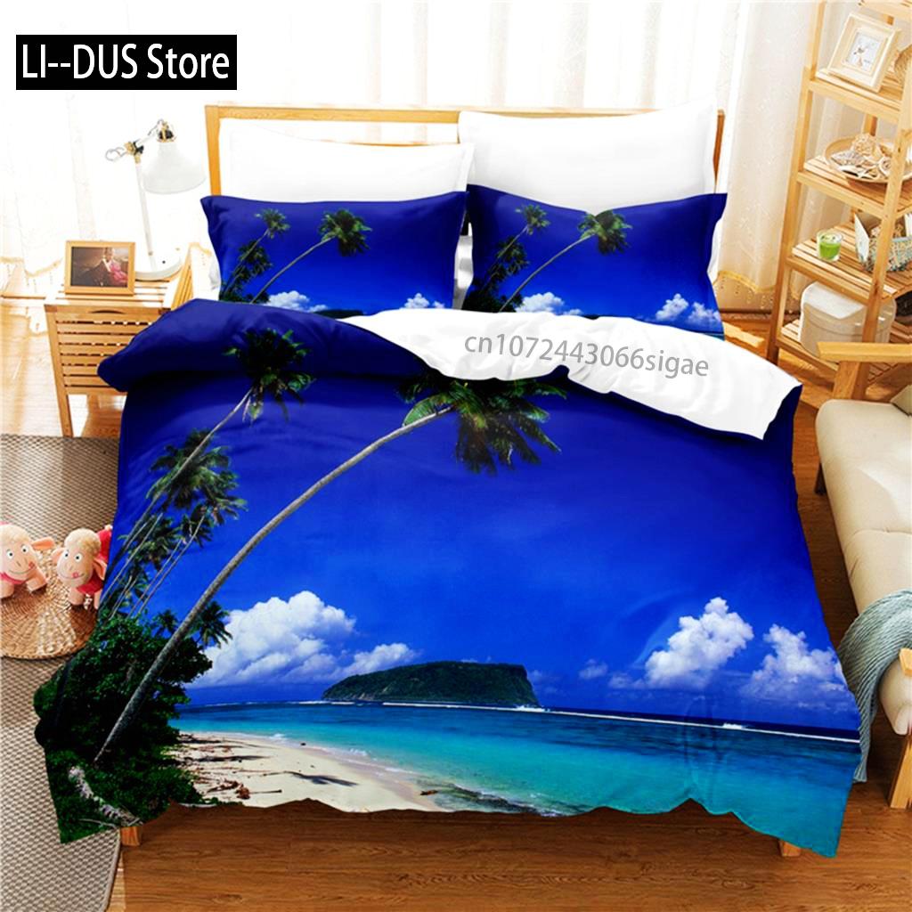 Coconut Tree Beach Bedding Set Duvet Cover Set 3d Bedding Digital Printing Queen Size Bedding Set Fashion Design