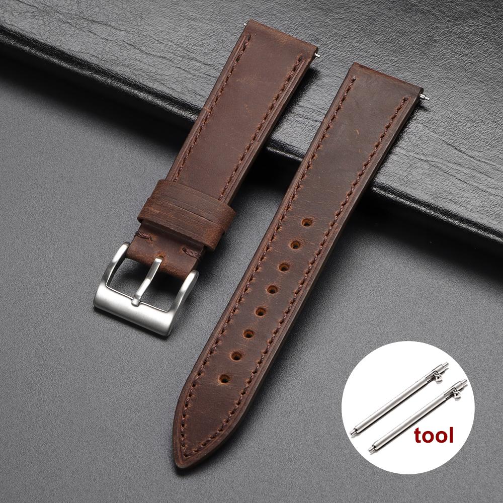 Retro Echtleder Uhrenarmband Schnellverschluss 18mm 19mm 20mm 21mm 22mm Weiches Vintage Braun Uhrenarmband Herren Damen Uhrenarmband